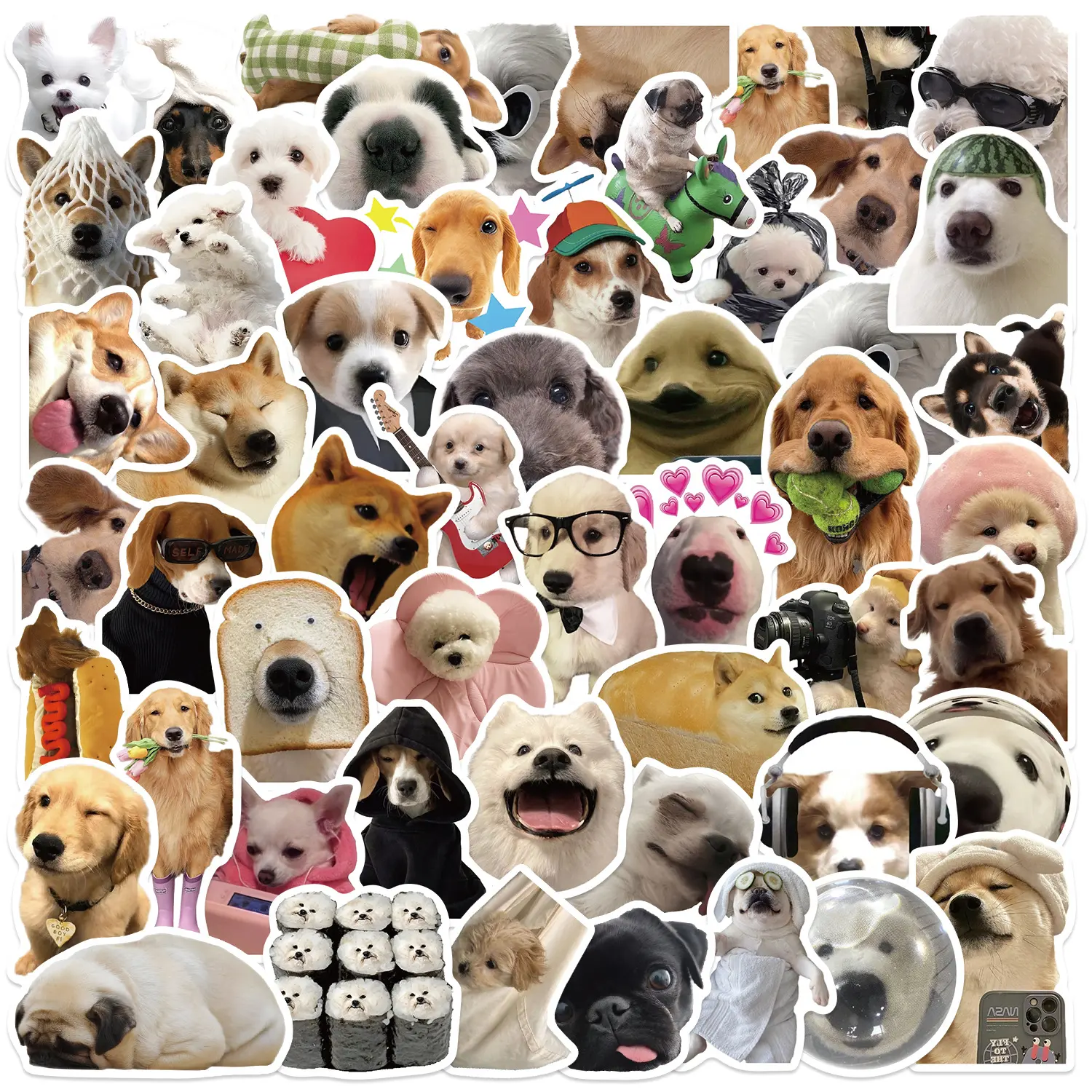 Funny Dog Meme Stickers, 50Pcs Cute Stickers for Teens Adults. | Waterproof, Vinyl, Decals for Laptop Water Bottles Journaling, Residue-Free Removal, Kawaii Scrapbooking Sticker.
