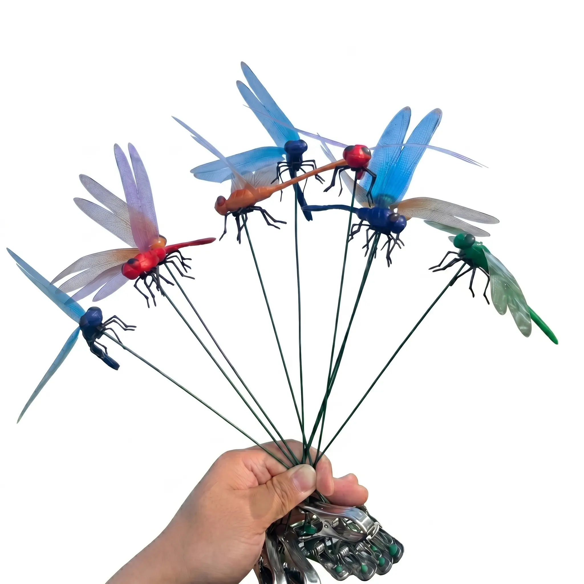 3D Metal Dragonfly Clips (4/8/12 Pcs Packs) - Sturdy, Weatherproof, Classic Metal Design, 3D Wings, Easy Installation Outdoor Decor for Porch, Balcony Plants, Bird & Mosquito Repellent, Home Improvement & Beekeeping Supplies, Bird Repellent