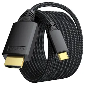 USB C to HDMI  10ft Long, [Audio&Video Sync] 4K@30Hz 1080P@120Hz Type C to HDMI1.4 Cord for  15/16 Series Galaxy S23/S24/S25 Laptop MacBook Pro iPad  TV Projector