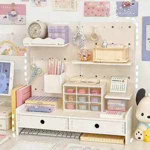 Multi-Layer Desktop Organizer Rack, Style Large Capacity Storage Shelf with Drawers, Stationery Storage Organizer, Suitable for Dormitory, Study Room, Bedroom, Office