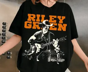 Gildan Riley Green Shirt, Riley Retro Country Music Shirt, Riley Vintage Concert Shirt, Damn Country Music Tour Shirt  Black, White