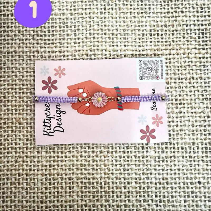 Handmade Lavender Macrame Charm Bracelet – Adjustable Boho Bracelet