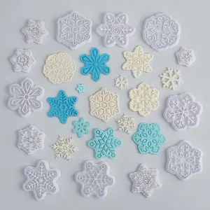 Snowflakes Cookie Cutter Mold,Fondant Cutter : 9 Christmas Design Sets Featuring Santa, Reindeer, Snowflakes, Trees, Snow Globes, Gingerbread Men, Stockings, Gift Boxes & Holiday Text - Baking Decor Tools Cutters