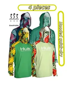 Multiple summer men's outdoor long-sleeve hooded tops, lightweight, sun-protective, breathable, quick-dry, with a face cover. Sun-protection clothing suitable for fishing, boating, hiking, construction on roofs, and landscaping. sport casual jacket shirt