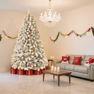 【Clearance Sale】SHareconn 6.5 FT Pre-Lit Hinged Christmas Tree with Warm White & RGB Lights PE+PVC Branch Tips Ideal Xmas Decoration Eco-Friendly Durable LED Lantern Ornaments