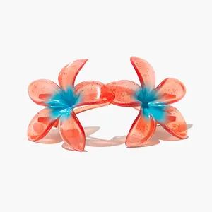 Just Add Sun Plumeria Hair Clips - Blue and Red