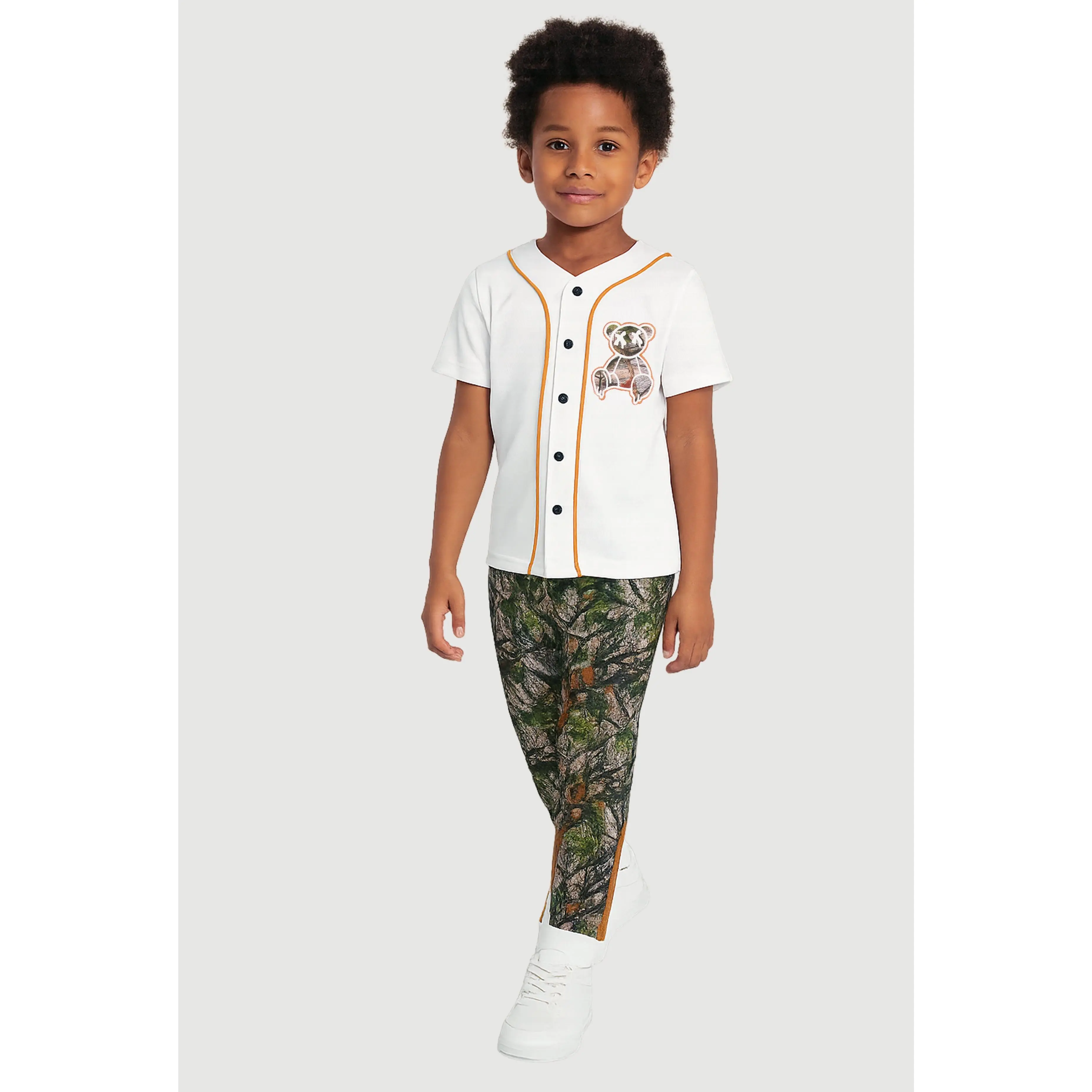 Little Boys Camo Teddy Graphic Shirt and Sweatpants