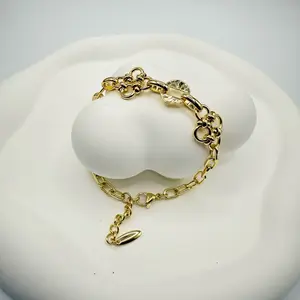 Bracelet Clover 7.5 Adjustable - Gold Design with Charm cod 7036