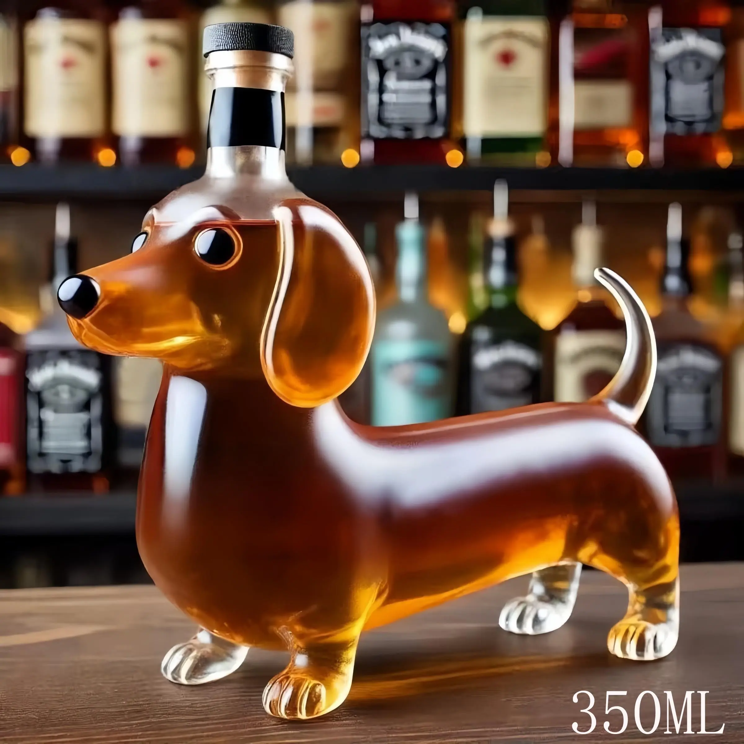 High Borosilicate Glass Dachshund Whiskey Bottle, Airtight Infuser Jar for Home and Bar Decor, Perfect Gift for Whiskey Lovers, Stylish Drinkware, Durable Glassware, Glassware
