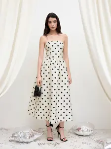Cider Tube Polka Dot Shirred Maxi Dress