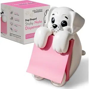 3" x 3" Resin Cute Sticky Note Holder for Desk, Doodle Compatible Accordion Style Dog Pop Up Sticky Notes Dispenser for School Office Desk Supplies