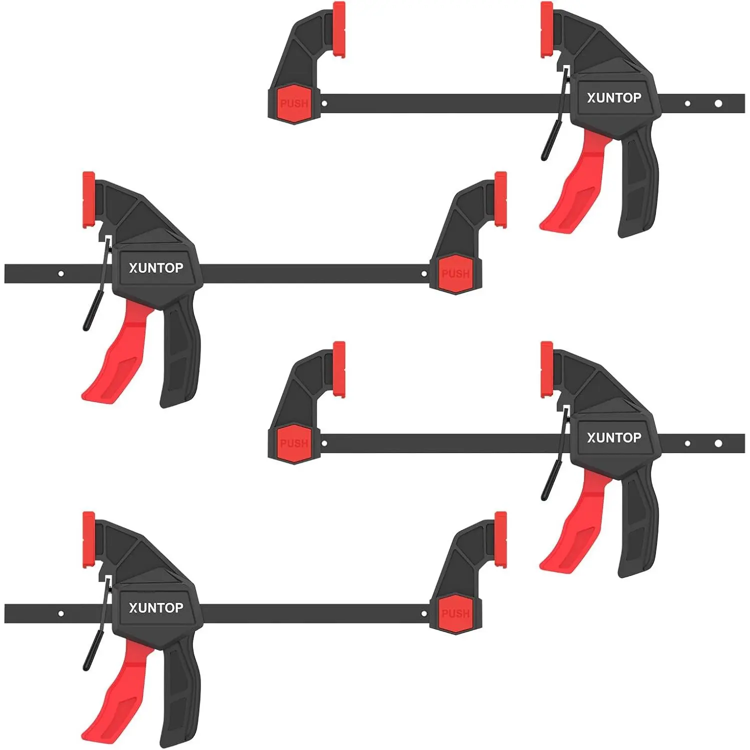 XUNTOP 4 * 6 Inch Bar Clamps for Woodworking Trigger Clamps with 600N/60KG Clamping Force Spreader/Quick Clamps Set with Quick Change Button for Wood Gluing