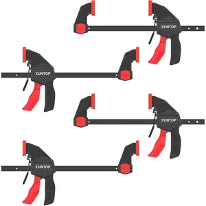 XUNTOP 4 * 6 Inch Bar Clamps for Woodworking Trigger Clamps with 600N/60KG Clamping Force Spreader/Quick Clamps Set with Quick Change Button for Wood Gluing