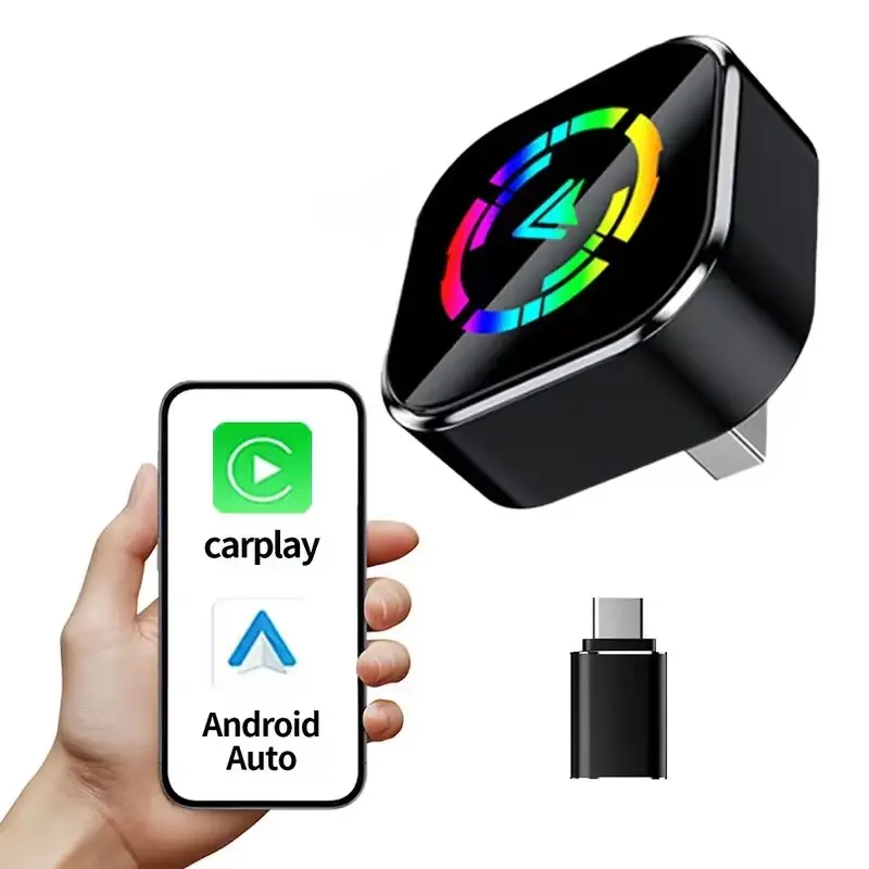 2026 Compact Carplay, Supports iPhone/android, Wired to Wireless, Stable Fast Connection, Automatic Connect, Hands-Free Calling, Android Auto Player, Car Video Players