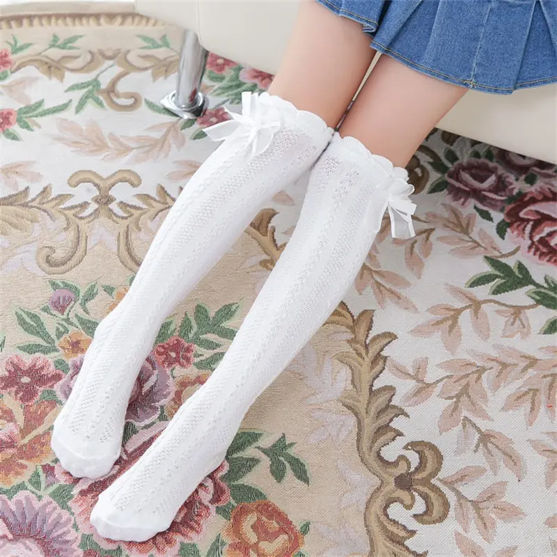 2 Pairs of Socks Children Princess Cute Girls Stockings Bow-knot Lovely Party Pink Socks Kids Elastic White Socks 1-10Y PS36