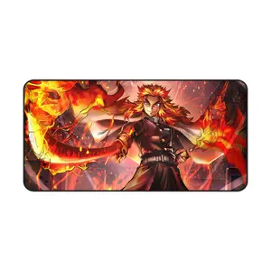Rengoku Flame Hashira Kimetsu No Yaiba Mouse Pad, Demon Slayer Desk Mat, Anti-Slip Rubber Base Extra Large Gaming Mousepad