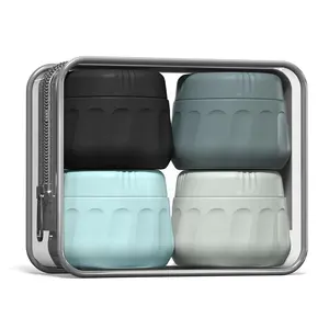 Travel Containers for Toiletries, TSA Approved Travel Size Toiletries 4 Pack, Refillable Containers, With Clear Bag, Leak Proof Silicone Jars, Essentials Creams Jars Carrying Small Items