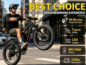 1500W peak fat tire e-bike hits 32MPH, 30° climbing, 20×4.0 all-terrain tires for snow, mud & city commuting Powerful adult electric bike with 48V 15AH long-range battery, 7-speed gear & safe dual disc brakes