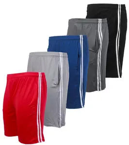 BROOKLYN VERTICAL Pack of 5 Men’s Mesh Athletic Basketball Quick Dry Shorts with Pockets for Gym, Running & Workout