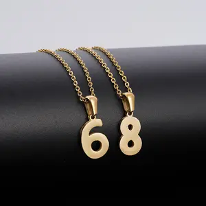 personalized custom number pendant necklace, lucky number pendant jewelry, gold stainless steel fashion accessories for men and women, beach party all-match jewelry, unique birthday Present graduation Present