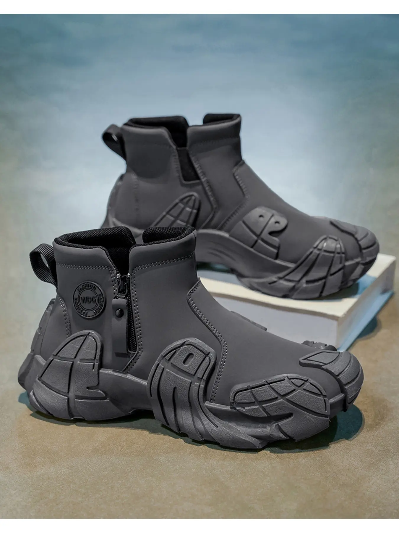 Men's Fashion: Outdoor Gear with Mecha Style, Waterproof Hiking Boots, Hiking Footwear, Outdoor Shoes, Non-Slip & Wear-Resistant for All Terrains | Mecha Outsole, Side Zip - Fall/Winter New Arrival, Breathable for Daily Wear