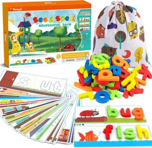See & Spell CVC Word Builders with Alphabet Cards - Educational Language Learning Toys for 3-6 Year Old Kids, Preschool Learning Activities, Cool Gifts for Kids, Birthday Gift Ideas