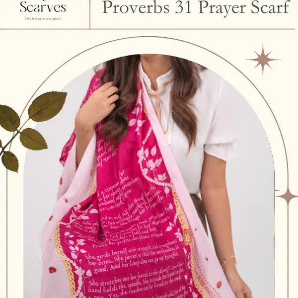 Prayer Scarves Proverbs 31 Scripture Scarf - Casual Fashion Shawl with Strength-Dignity Bible Verse Design for Christians