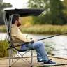 Oversize Foldable Camping Folding Chair with Adjustable Rain-Sun Canopy, 600D Polyester Unisex Compact Seating, 2 Cup Holders, Lightweight Steel Frame, Bag for Beach, Camping & Outdoor Events