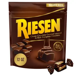 Riesen Dark Chocolate Covered Caramel Snack Candies - Individually Wrapped, Soft & Chewy Pieces, 45% Cacao European Dark Chocolate, 30 oz Bulk Bag (Pack of 1)
