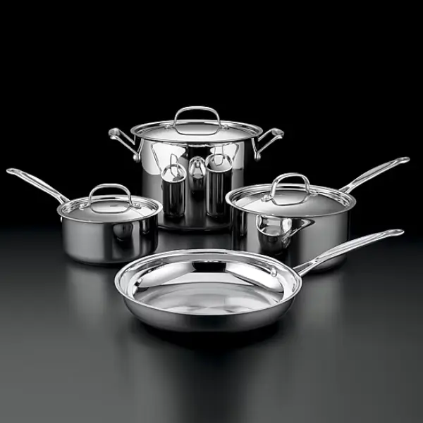 Cuisinart Chef’s Stainless Steel 7-Pc Cookware Set Pots & Pans with Lids Kitchen Set