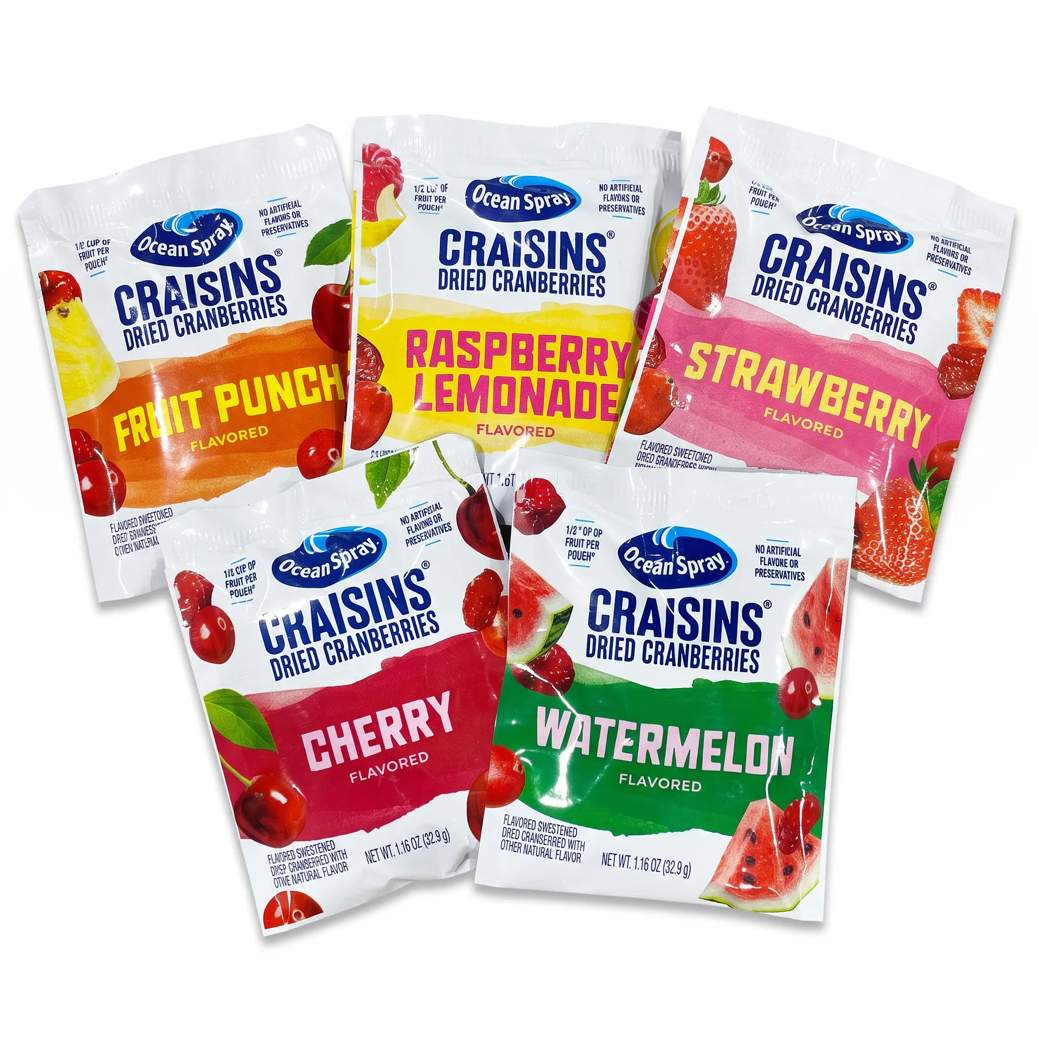 Ocean Spray Craisins Dried Cranberries Individual To-Go Packs – 20 Count | Choose Orange, Strawberry, Watermelon or Raspberry Lemonade