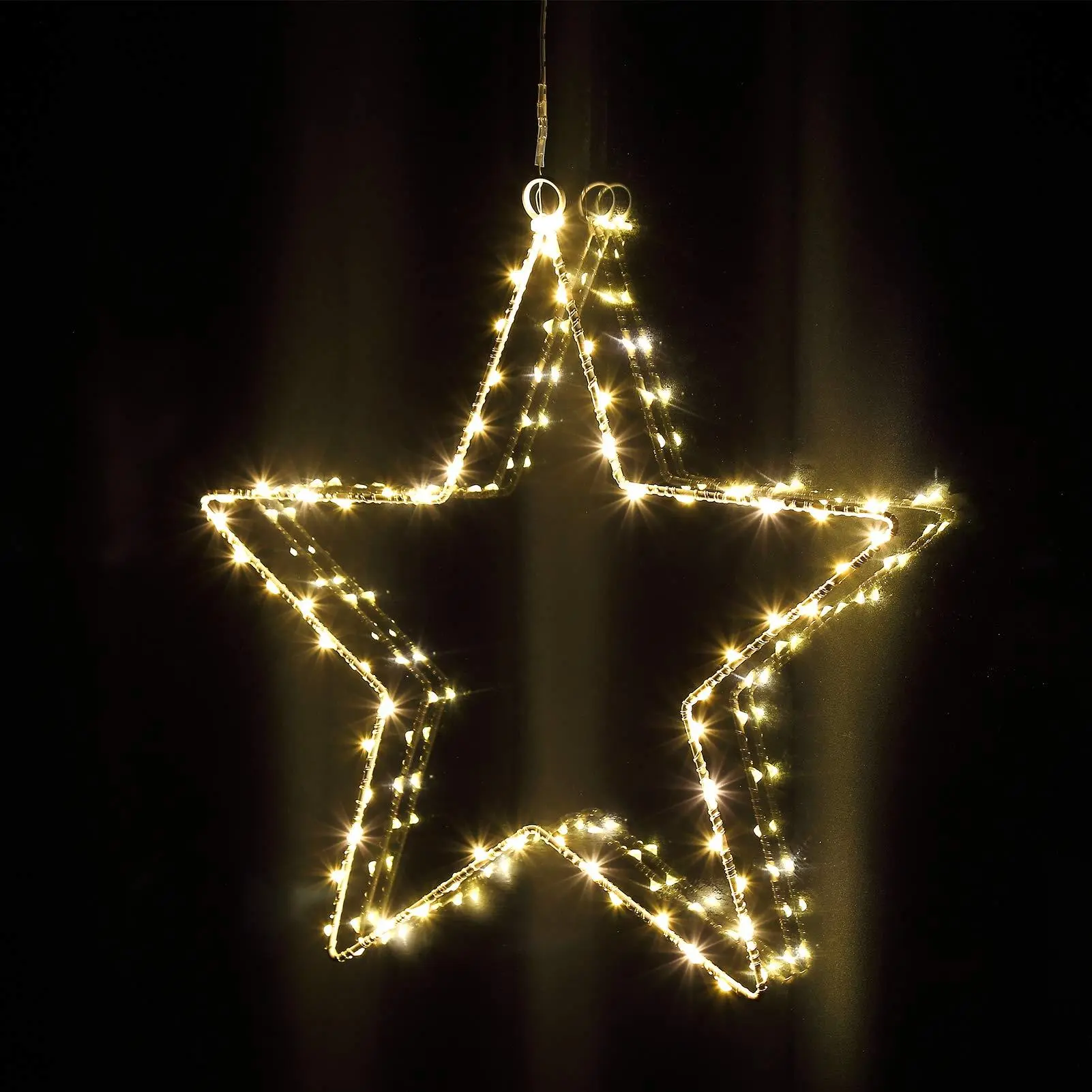 Window Star Christmas Lights Set - 5 Pieces, 6m 60 LEDs per Star, Warm White, 8 Modes, Battery-Powered Waterproof Copper Wire Lights, for Christmas Trees, Indoor & Outdoor Use