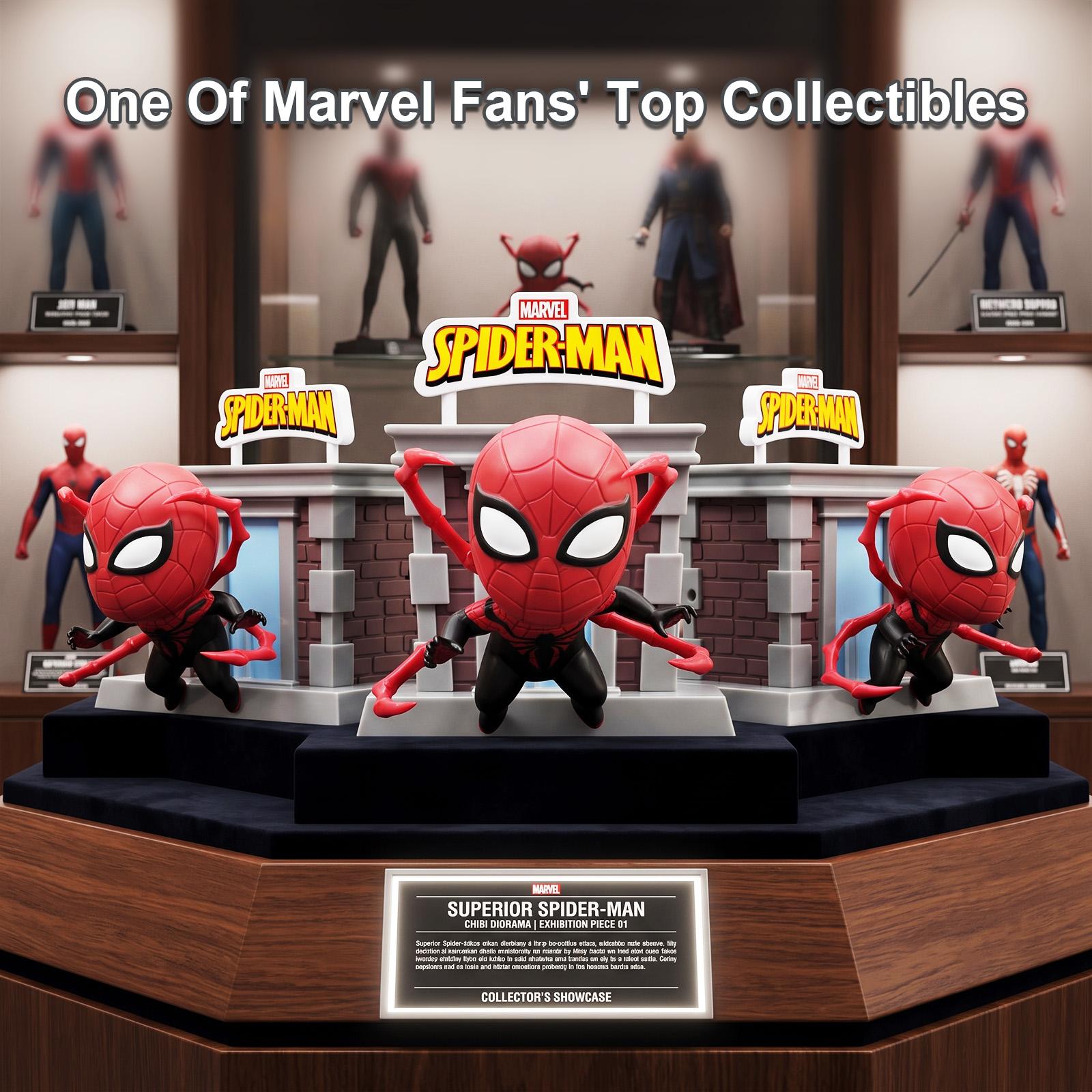 Official Marvel Spider-Man HeroBox Tower Series Mini Figure Set of 6, Window Box Collectible Toy Gift for Fans