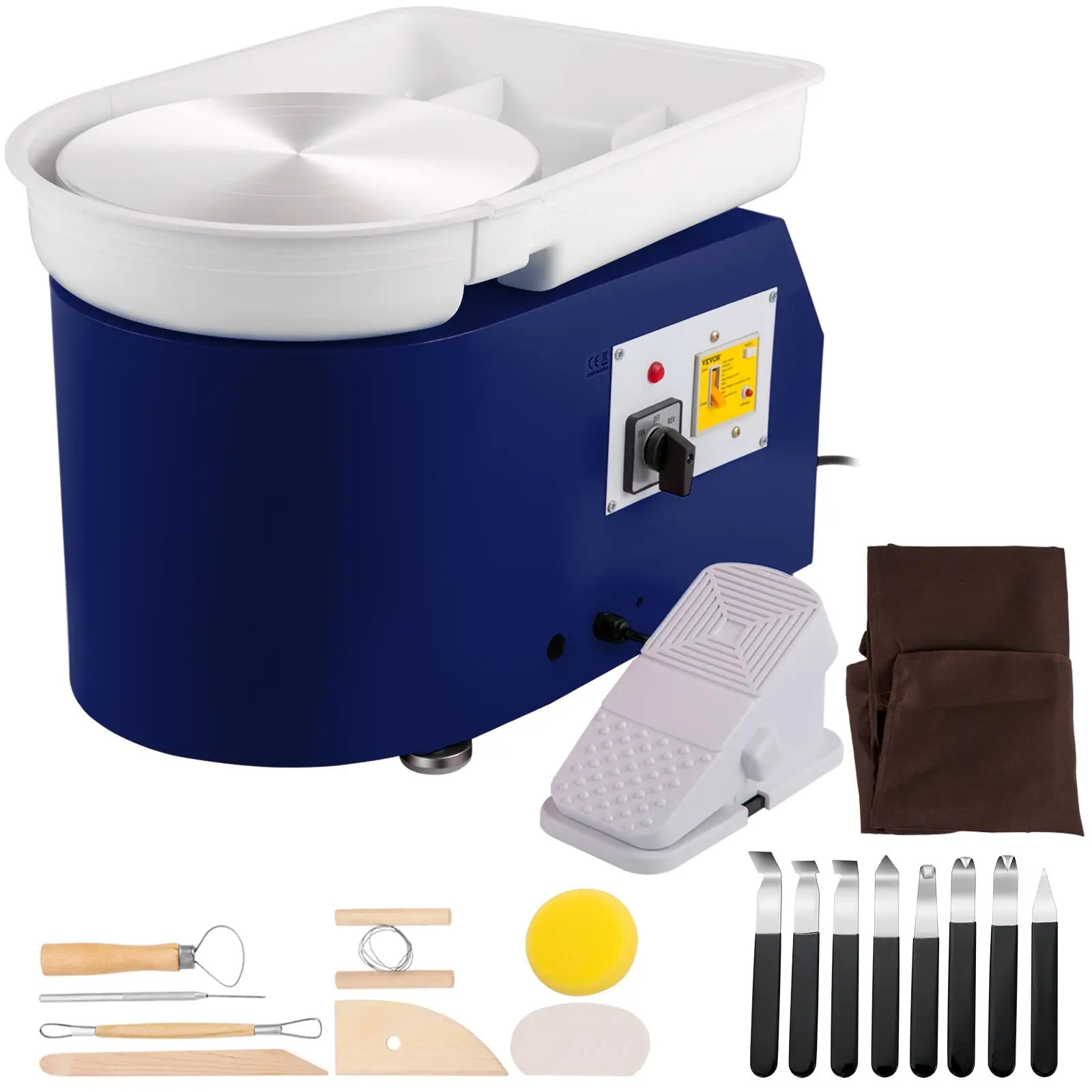 VEVOR Pottery Wheel 28cm Pottery Forming Machine with Detachable Basin Foot Pedal Control 350W Art Craft DIY Clay Tool for Art Craft Work and Home DIY Blue, TikTokShopBlackFriday, 18 Piece