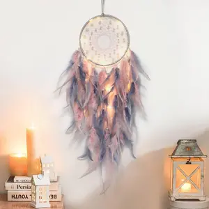 Easter Gift LED Dream Catcher Light Up | Handmade Feather Dreamcatchers | Boho Wall Hanging for Kids' Bedrooms | Bohemian Home Decor & Gifts