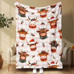 Cozy Christmas Plaid Blanket, Soft Flannel Material, Perfect for Sofa Bed Office Camping, Holiday Decorative Throw Blanket