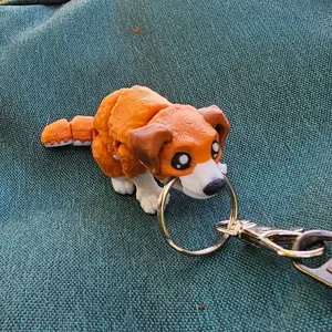 Articulated Dog Keychain 3D Printed PLA Material Fidget Toy Zipper Pull Backpack Charm for Furry Creature Lovers