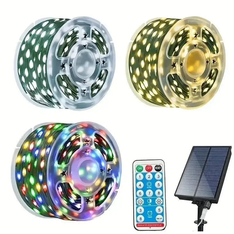 Solar-Powered Christmas Decorative Lights 110/164/328/492/656 Feet 300 LED Multicolor Fairy Light Strings with Timer 8 Modes Ideal for Gardens Weddings Parties Camping and Holiday Decorations Magical Set - Ornaments