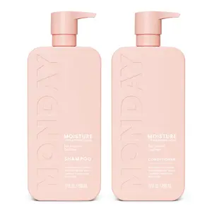 MONDAY Haircare MOISTURE Shampoo + Conditioner Set (2 Pack) 27oz Each, Dry, Coarse, Stressed, Coily & Curly Hair, Coconut Oil, Shea Butter & Vitamin E Hydrate Moisturizing