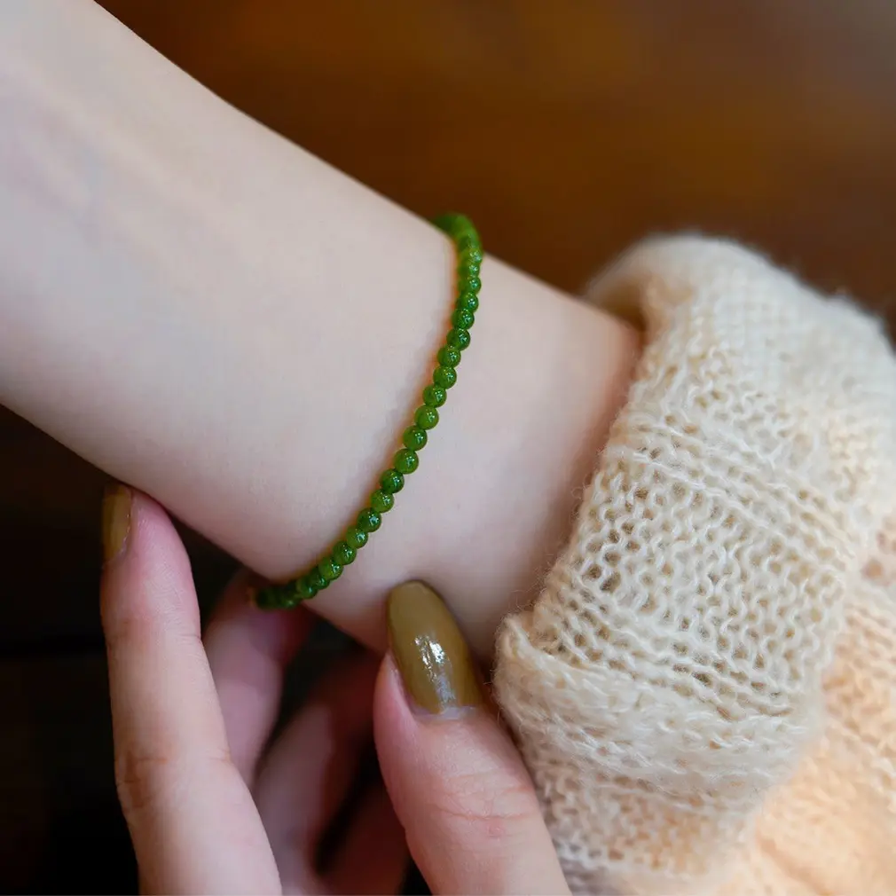 4mm Natural Chrysoprase Bracelet, 18cm Gold Plated, Dainty Heart Chakra Abundance Everyday Jewelry Gifts for Women
