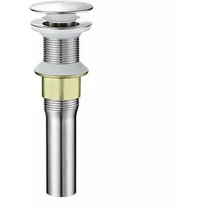Pop-Up Sink Drain for No Overflow Basin, Stainless Steel, Hair Catcher Filter, 7.09 inch Length, Brushed Nickel (Nonporous)