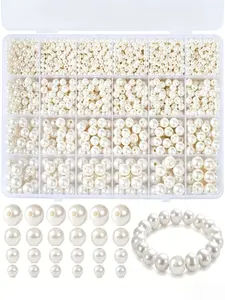 1400pcs Acrylic Pearl Beads Kit, Bead Assortment, Bohemian Style, Sizes 4/6/8/10mm, Ideal for Jewelry Making, Bracelets, Necklaces, Decorative Crafts