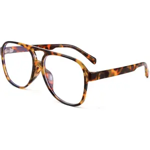 EyeconicFinds 70s Aviator Glasses Frame Blue Light Blocking Glasses Oversized Square Computer Glasses Women Men B2888