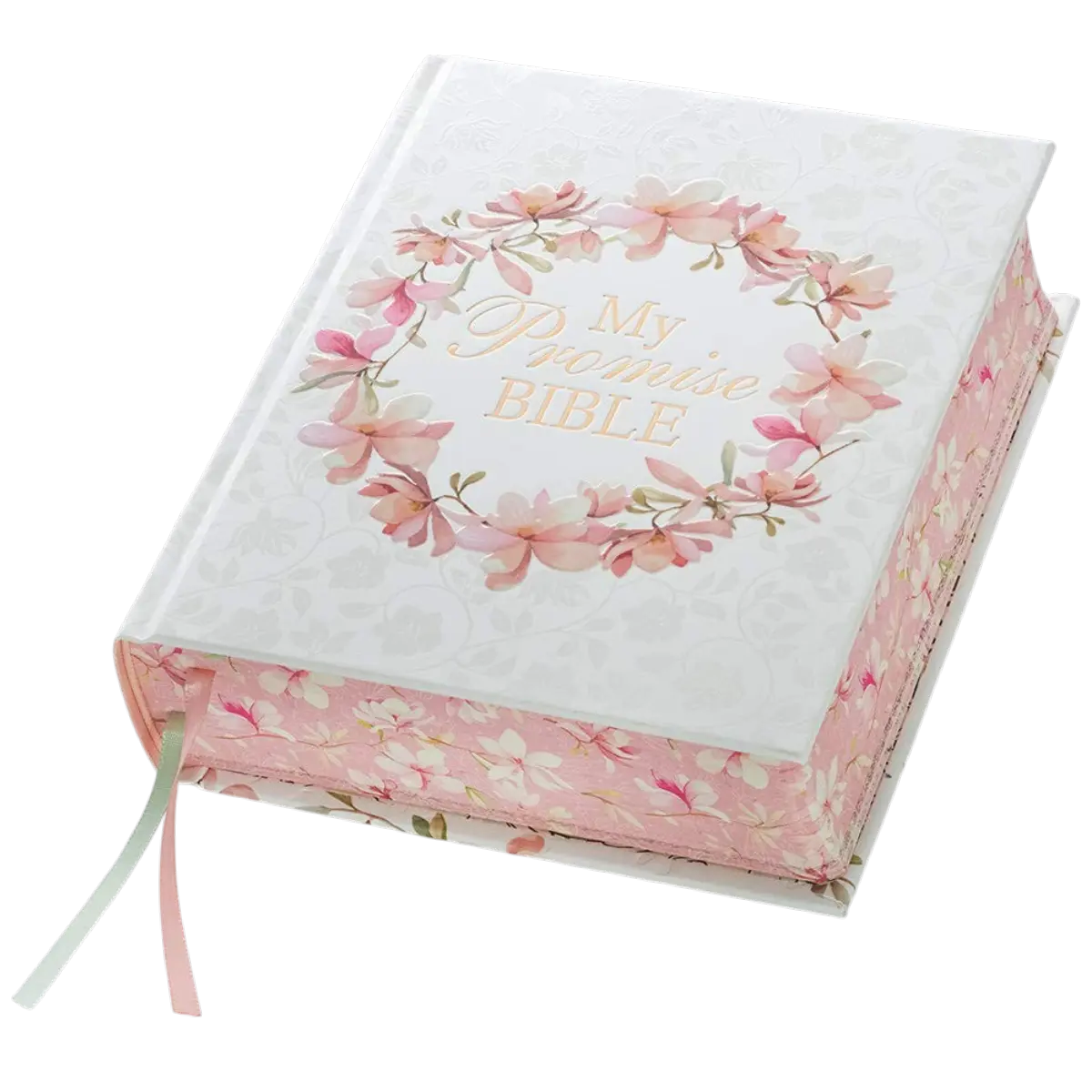 My Promise Bible Coloring Stickers, Ribbon Markers, King James Version, White/Pink Floral