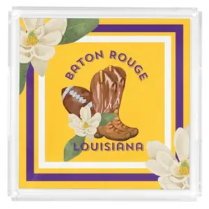 Acrylic Serving Tray - Gameday STATE FLOWER - BATON ROUGE LOUISIANA