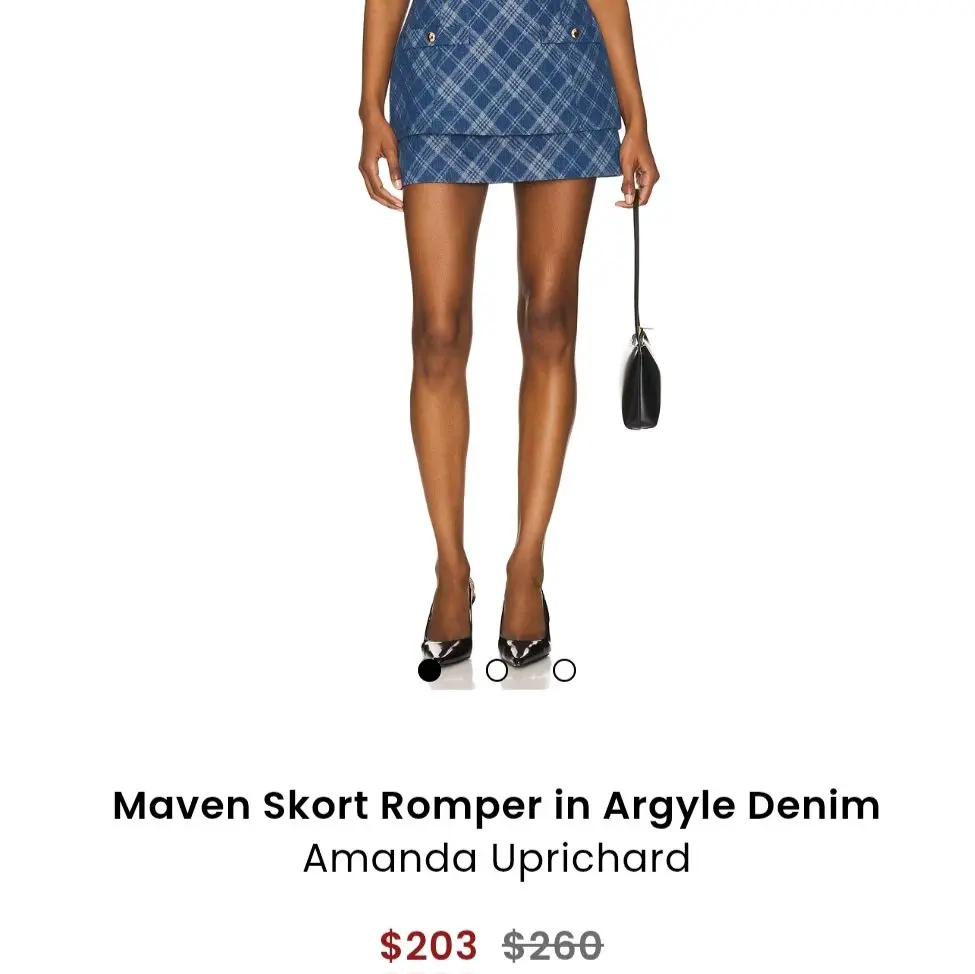 Amanda Uprichard Maven Skort Romper in Argyle Denim - Stylish Denim Skirt Romper for Women/ Original Price $260