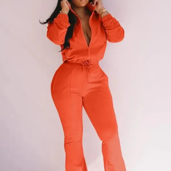 Women's Matching 2pc jogger set comfy orange