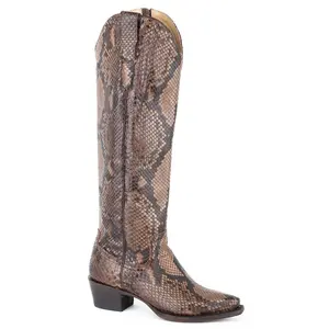 Stetson Womens Brown Python Yasmin 18In Cowboy Boots