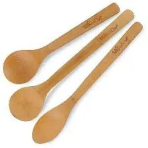 Pampered Chef Bamboo Spoon Set – Durable & Heat-Resistant Cooking Spoons, Set of 3 – Safe for Nonstick Cookware & Dishwasher Safe