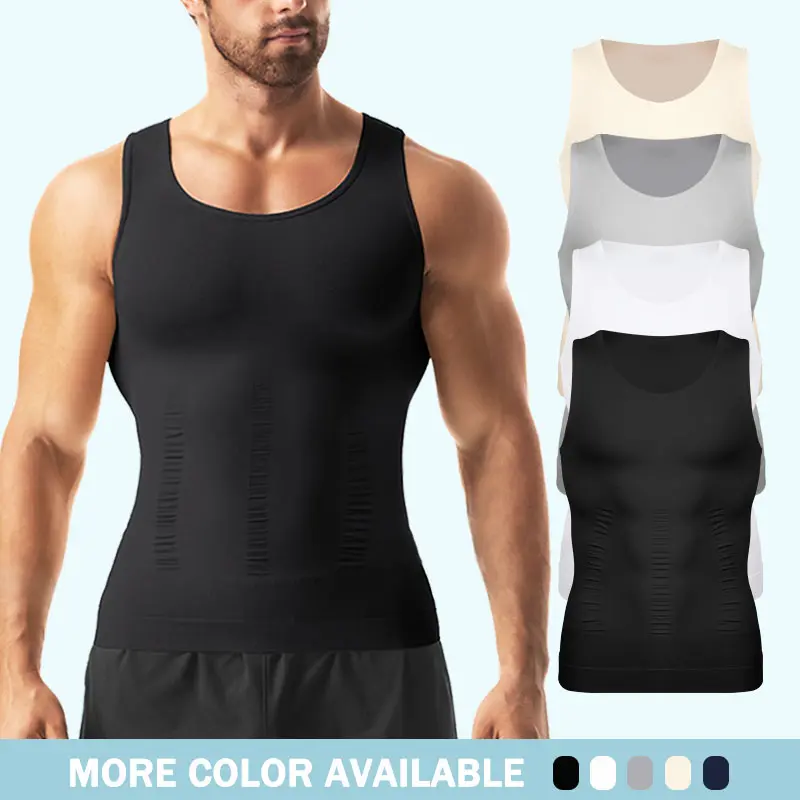 1/4 Pack Men Sleeveless Sport Vest,Men Crew Neck Shapewear Undershirt,Men Abs Abdomen Workout Tank Tops Shirts Menswear GYM Shirt,Back To School Outfits,Menswear for Daily Life